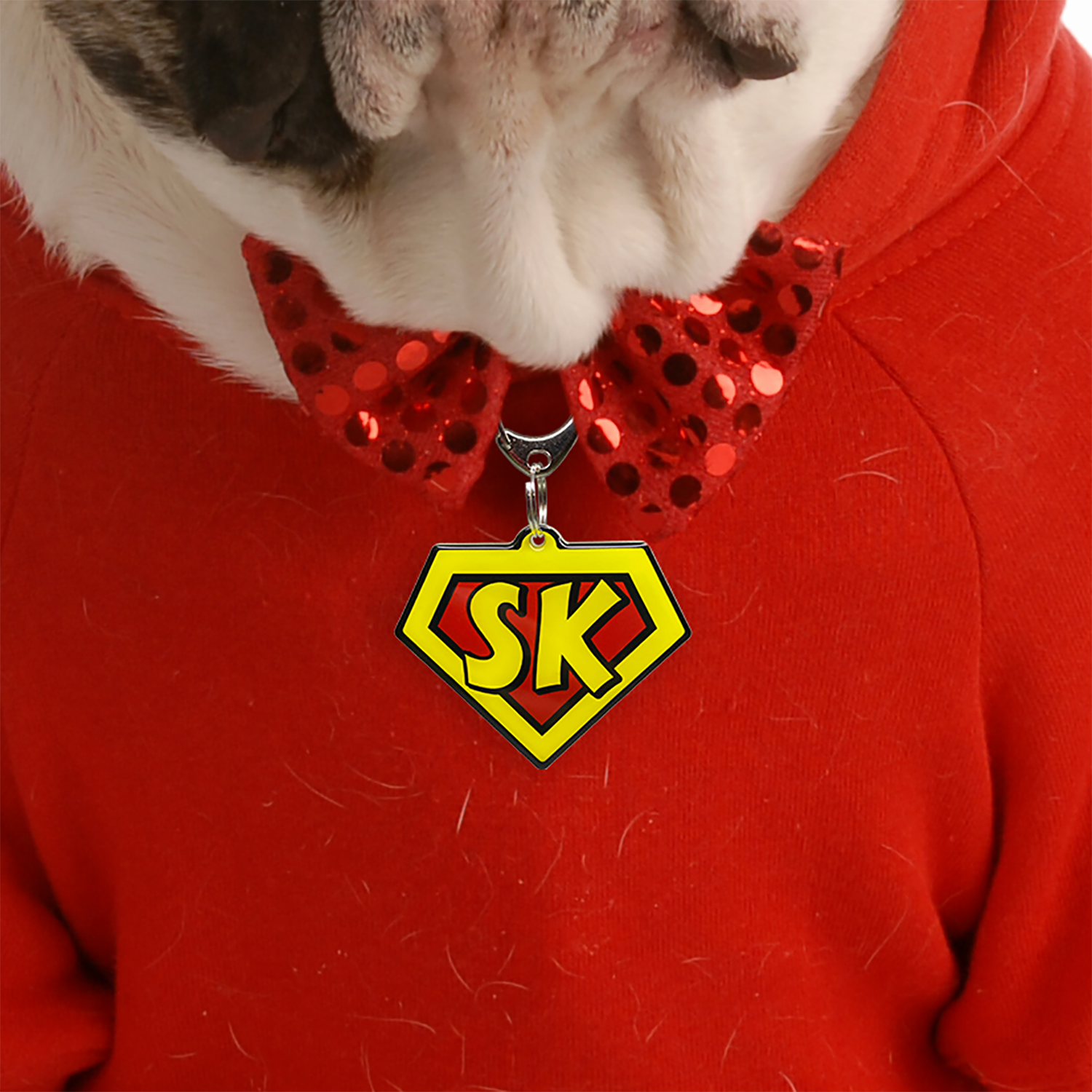 Yellow Superhero Emblem Pet ID Tag Dog Tag | Custom Pet ID Tags by Bashtags®