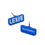 Electric Blue Goofy Font - 2x Tags Dog Name Tags by Bashtags