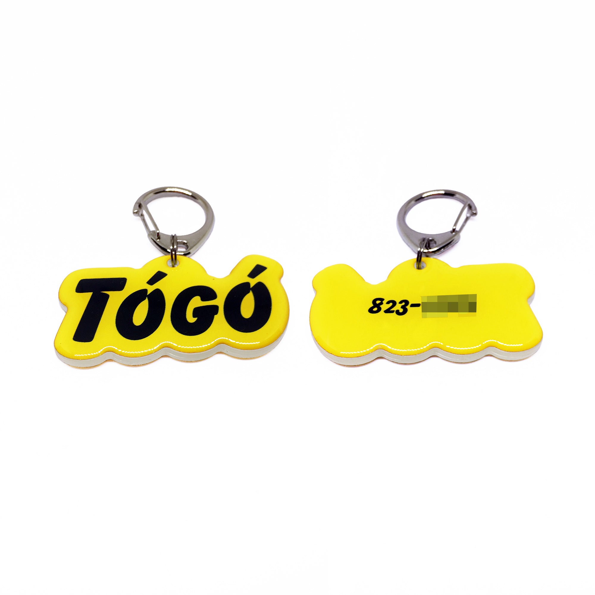 Golden Yellow Goofy Font (Black Lettering) Pet ID Tag by Bashtags