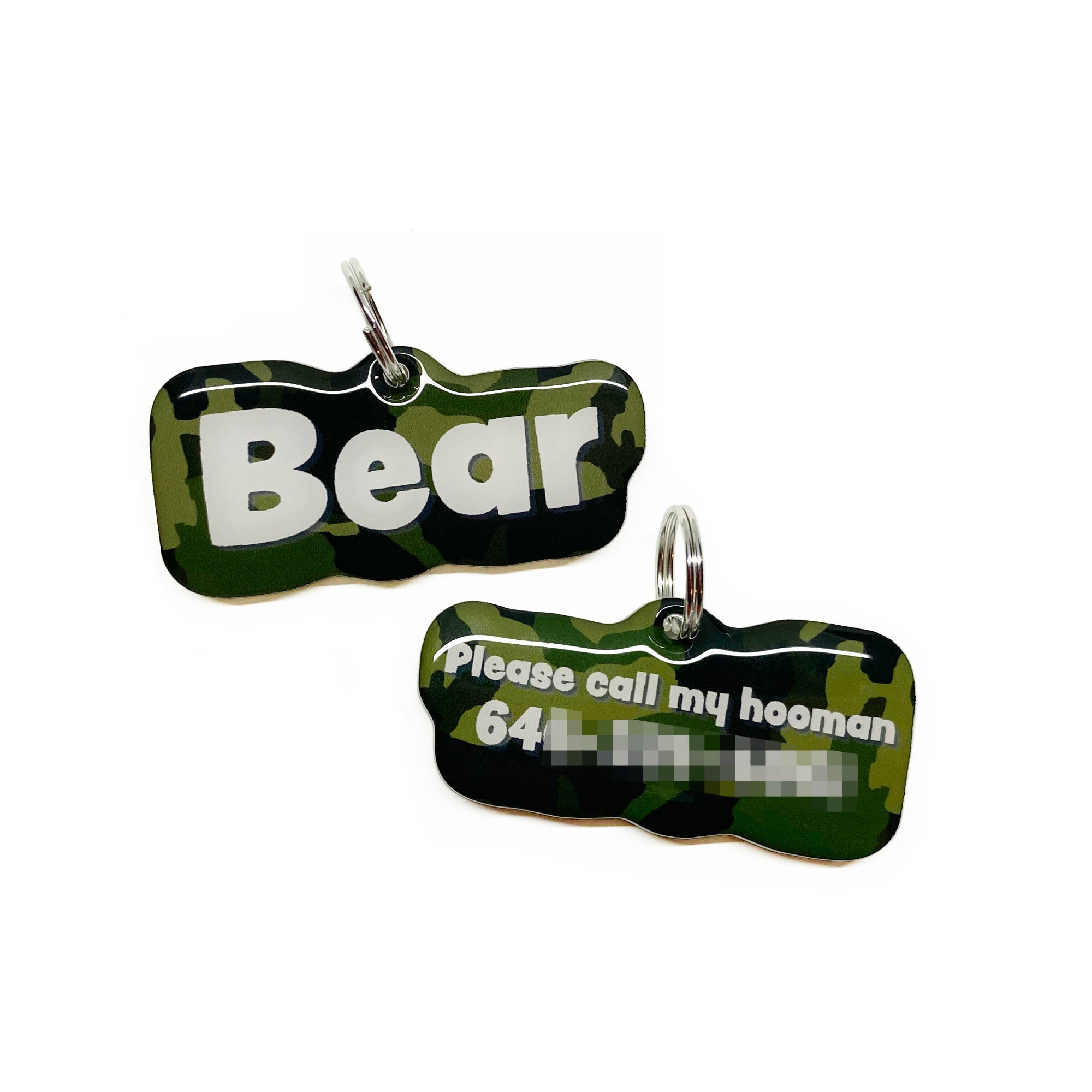 Custom Pet ID Tags For Dogs and Cats, Camouflage Pet Name Tags, Made With Acrylic, Lightweight and Silent