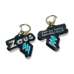 Black + Verdigris Lightning Bolt - 2x Tags Dog Name Tags by Bashtags