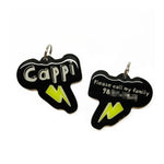 Black + Mustard Green Lightning Bolt - 2x Tags Dog Name Tags by Bashtags