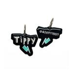 Black + Verdigris Lightning Bolt - 2x Tags Dog Name Tags by Bashtags