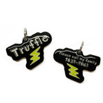 Black + Mustard Green Lightning Bolt Pet ID Tags in Black | Custom Pet ID Tags Dog Tags by Bashtags®