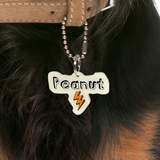 Linen + Carrot Lightning Bolt Pet ID Tags in Black | Custom Pet ID Tags Dog Tags by Bashtags®