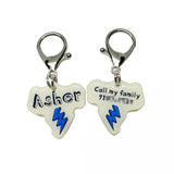 Linen + Lake Blue Lightning Bolt - 2x Tags Dog Name Tags by Bashtags