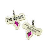 Linen + Magenta Lightning Bolt - 2x Tags Dog Name Tags by Bashtags
