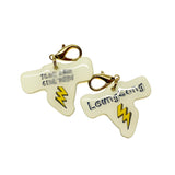 Linen + Saffron Lightning Bolt - 2x Tags Dog Name Tags by Bashtags