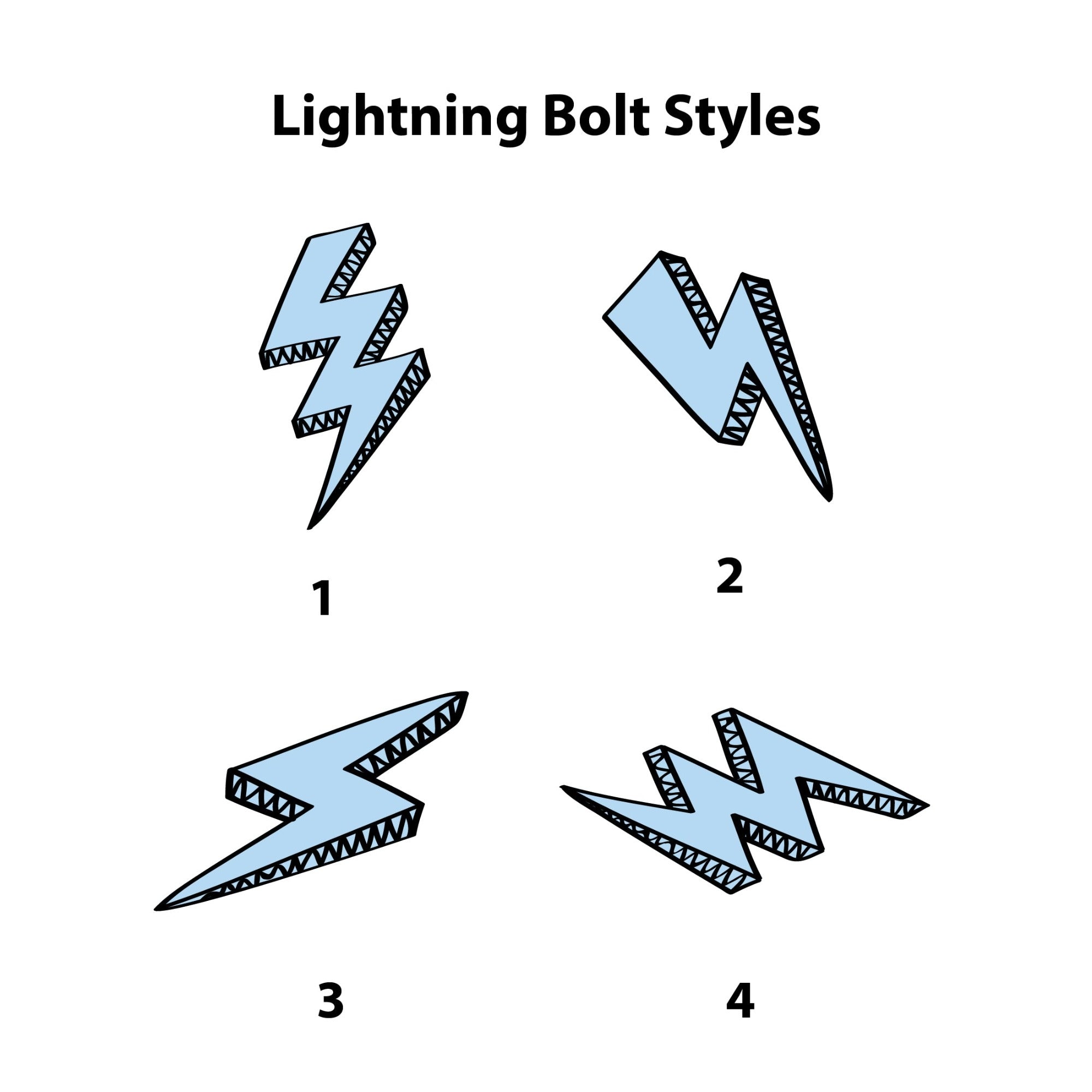 White + Baby Blue Lightning Bolt - 2x Tags Dog Name Tags by Bashtags
