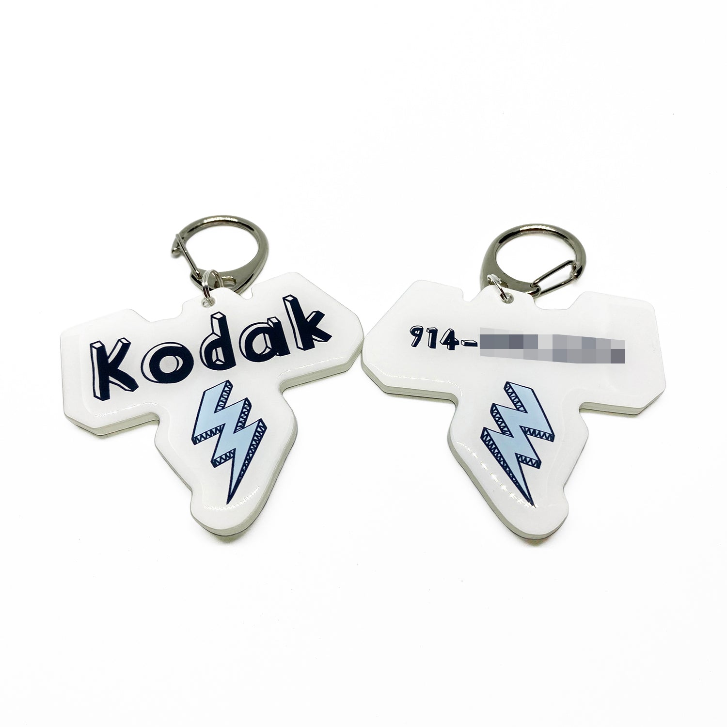 White + Baby Blue Lightning Bolt Pet ID Tags in Black | Custom Pet ID Tags Dog Tags by Bashtags®