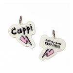 White + Baby Pink Lightning Bolt Pet ID Tags in Black | Custom Pet ID Tags Dog Tags by Bashtags®
