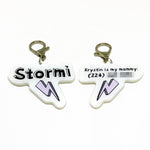 White + Lavender Lightning Bolt Pet ID Tags in Black | Custom Pet ID Tags Dog Tags by Bashtags®