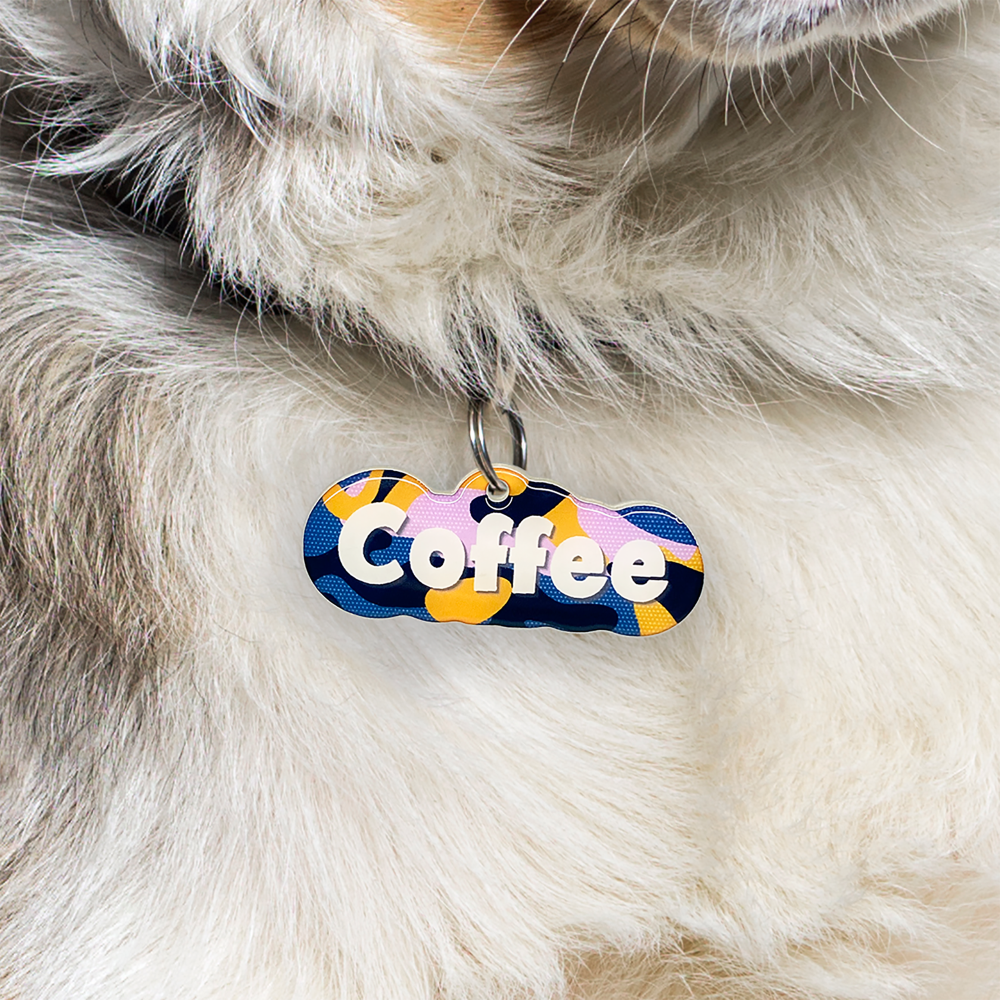 Camo Lilac Apricot Rock-Sugar Font - 2x Tags Dog Name Tags by Bashtags