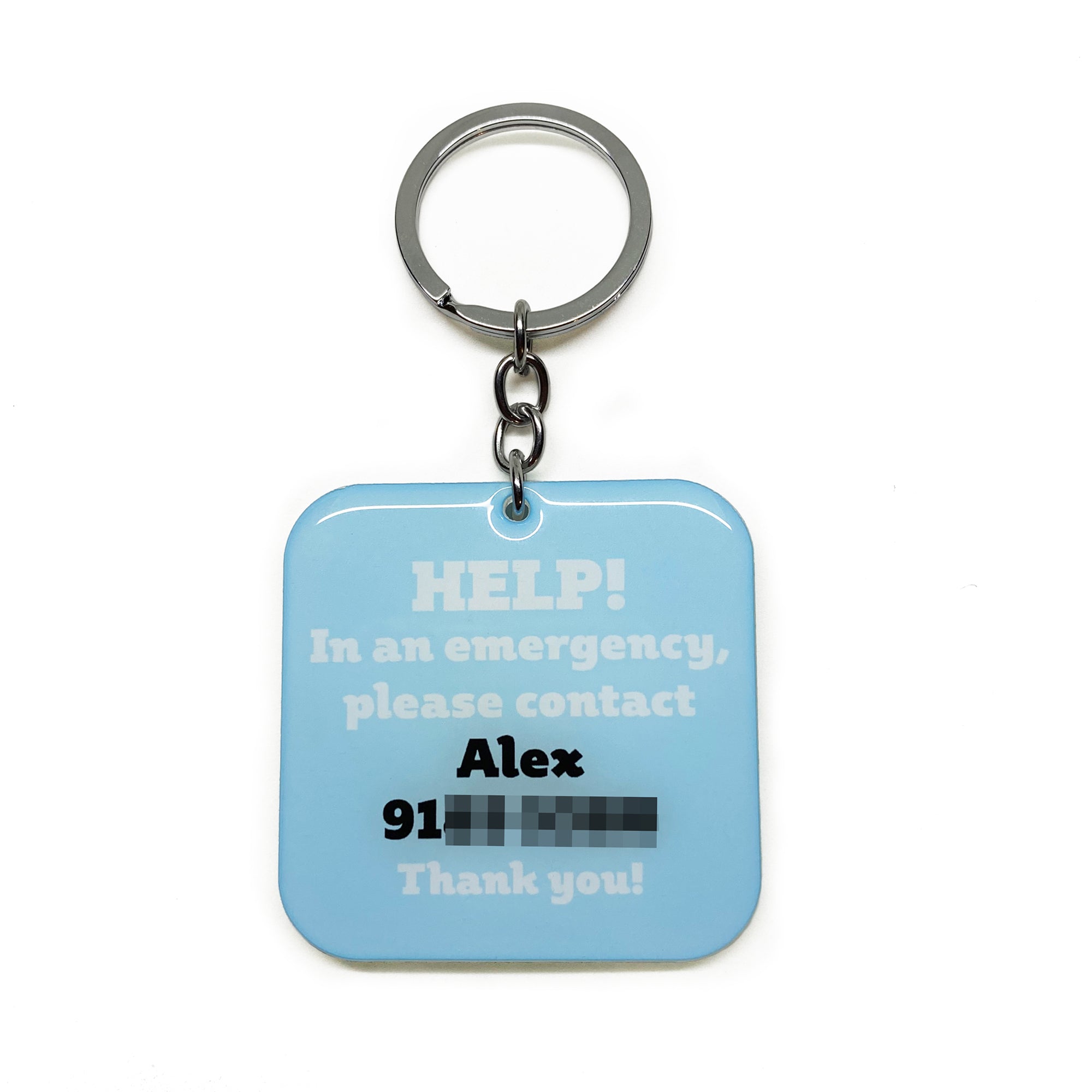My Pet Is Home Alone Keychain Square - 2x Tags Dog Name Tags by Bashtags