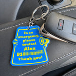 My Pet Is Home Alone Alert Keychain, Emergency Pet Keyring Tag, Emergency Contact Keychain Long Rectangular Tag