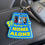 My Pet Is Home Alone Alert Keychain, Emergency Pet Keyring Tag, Emergency Contact Keychain Long Rectangular Tag