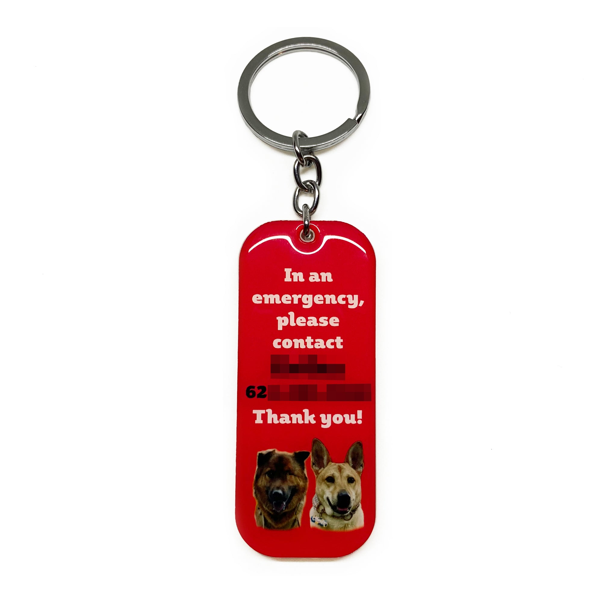 My Pet Is Home Alone Keychain Long Rectangular - 2x Tags Dog Name Tags by Bashtags