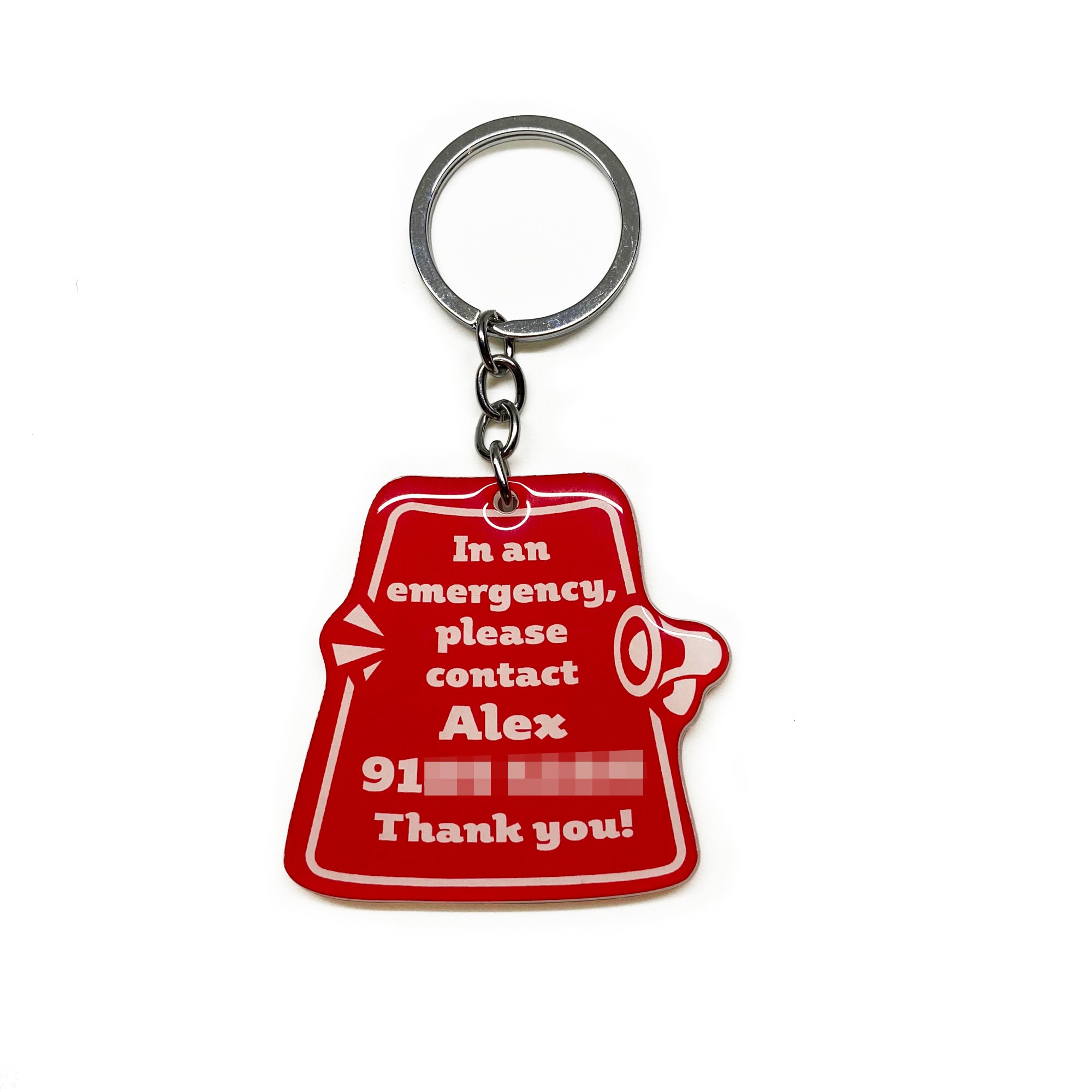 My Pet Is Home Alone Alert Keychain, Emergency Pet Keyring Tag, Emergency Contact Keychain Long Rectangular Tag