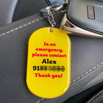 My Pet Is Home Alone Keychain Running Track - 2x Tags Dog Name Tags by Bashtags