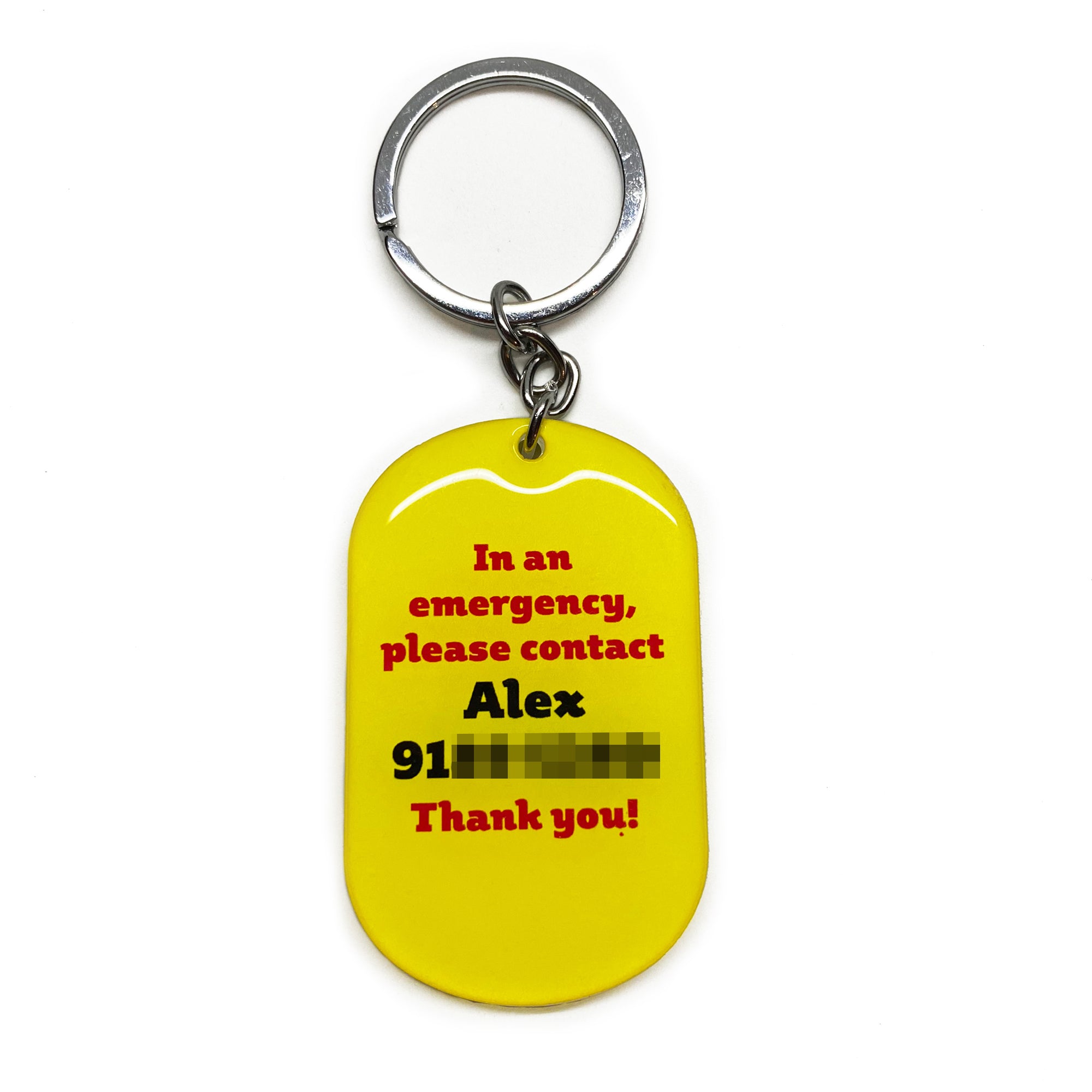 My Pet Is Home Alone Alert Keychain, Emergency Pet Keyring Tag, Emergency Contact Keychain Running Track Shape Tag