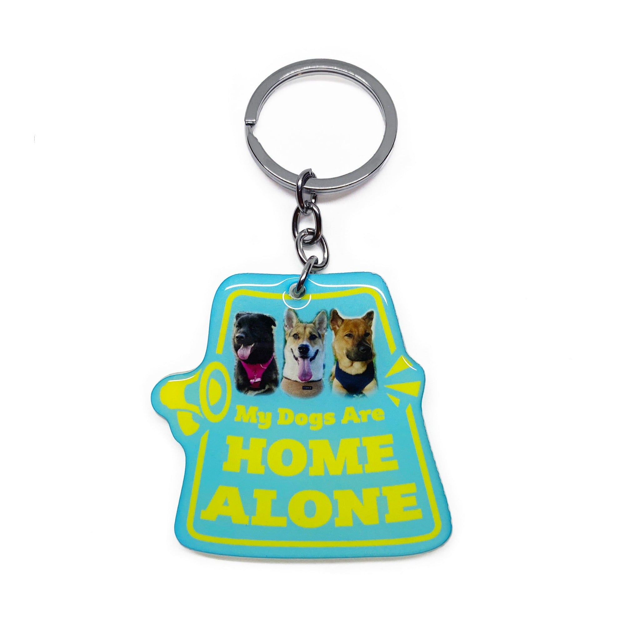 My Pet Is Home Alone Keychain 'Attention Please Loud Speaker' - 2x Tags Dog Name Tags by Bashtags