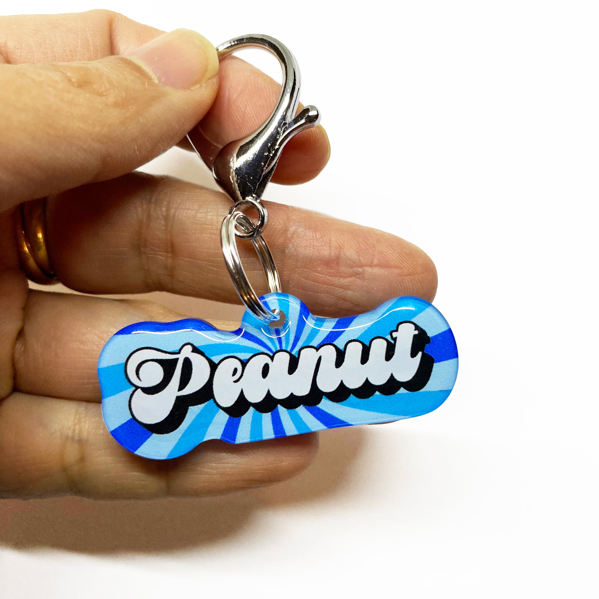 Ocean Float Retro-Script Font Pet ID Tag