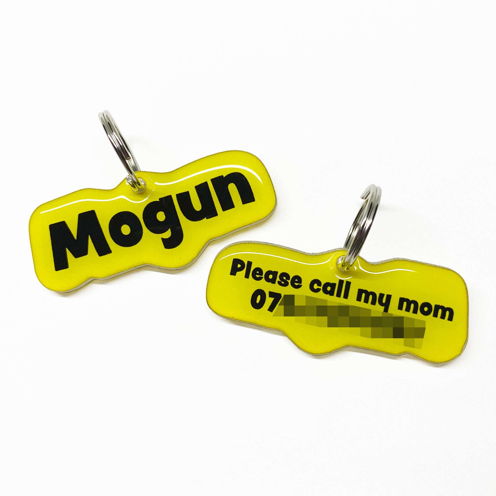 Golden Yellow Rock-Sugar Font (Black Lettering) - 2x Tags Dog Name Tags by Bashtags