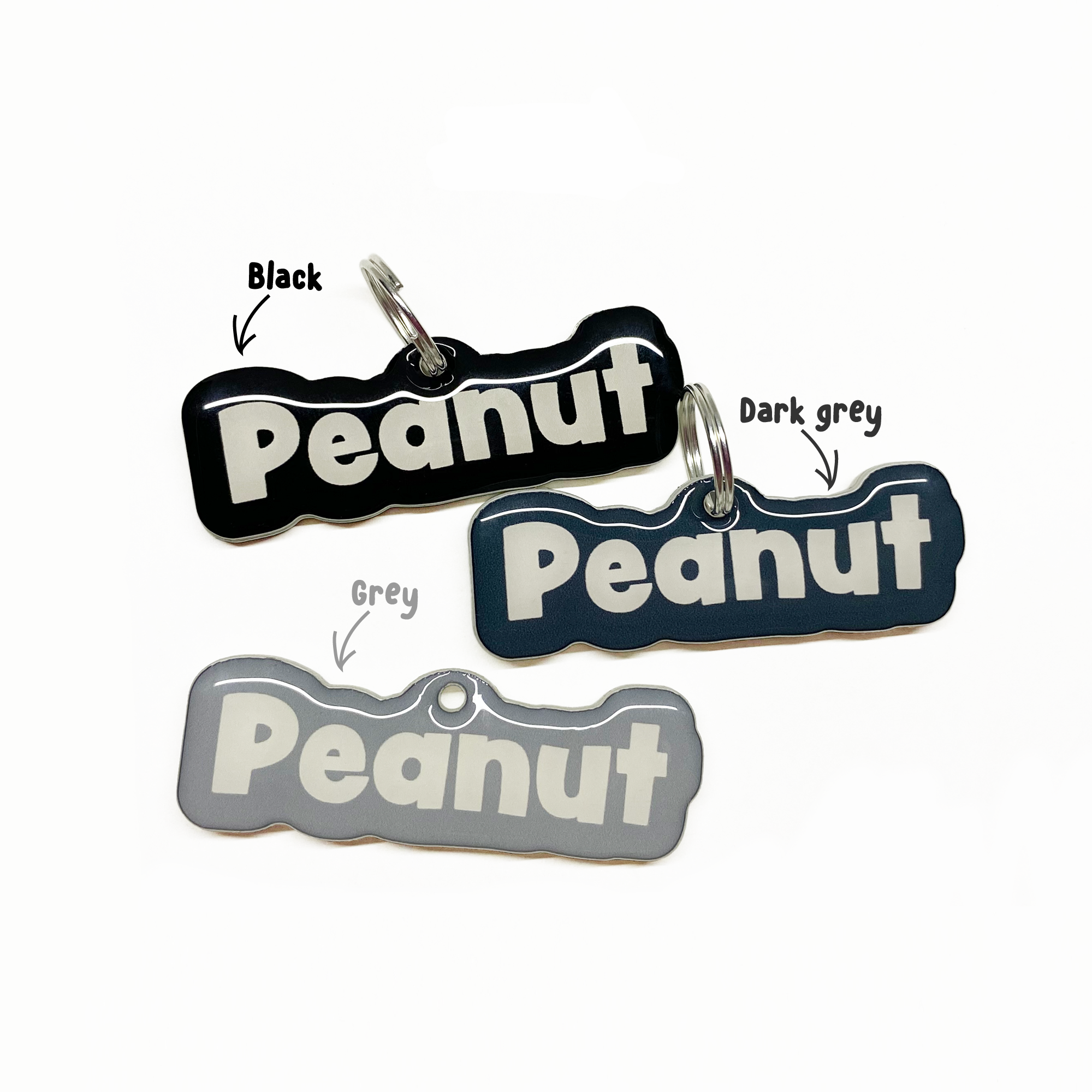 Dark Grey Rock-Sugar Font - 2x Tags Dog Name Tags by Bashtags