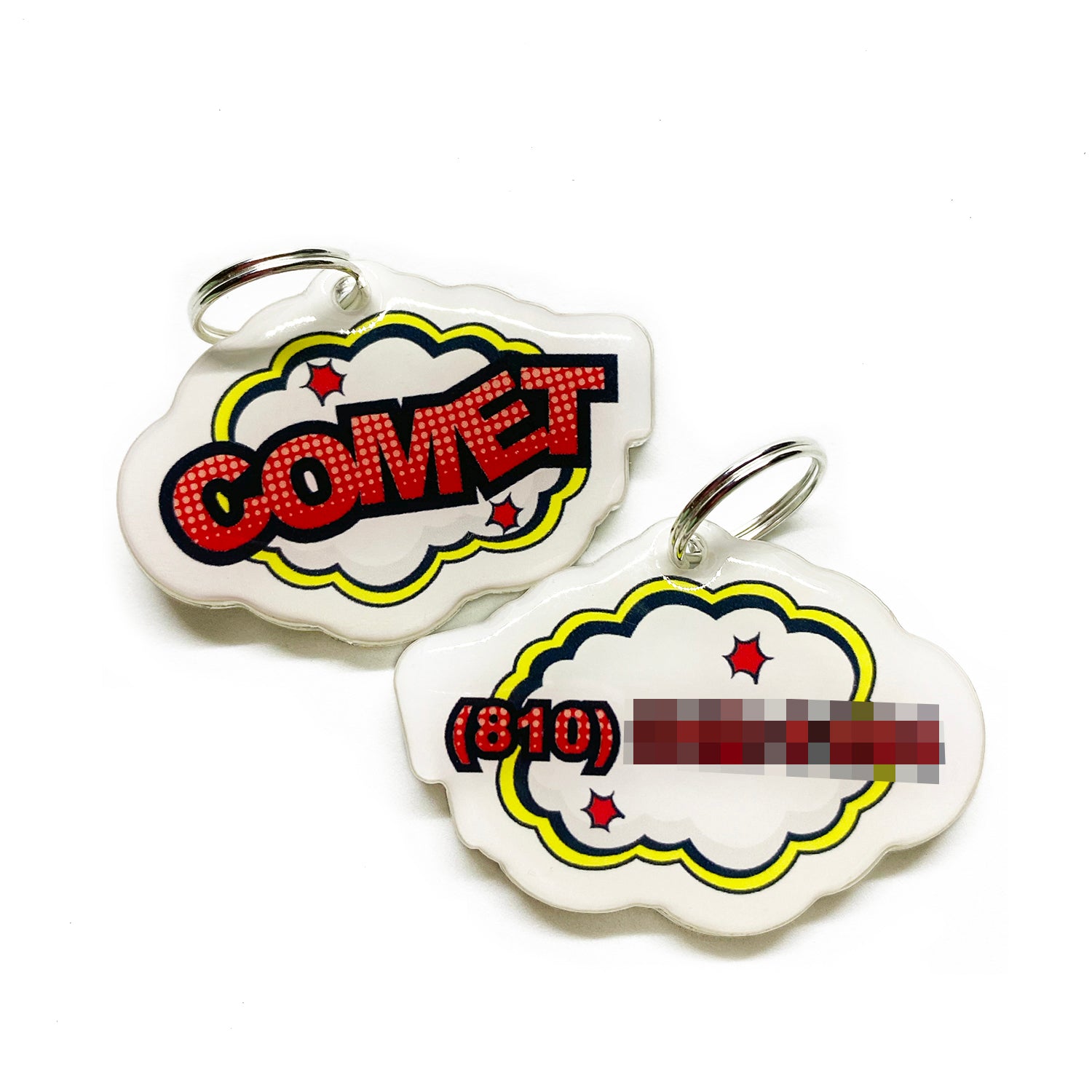 Red Speech Bubble - 2x Tags Dog Name Tags by Bashtags