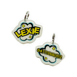 Yellow Speech Bubble - 2x Tags Dog Name Tags by Bashtags