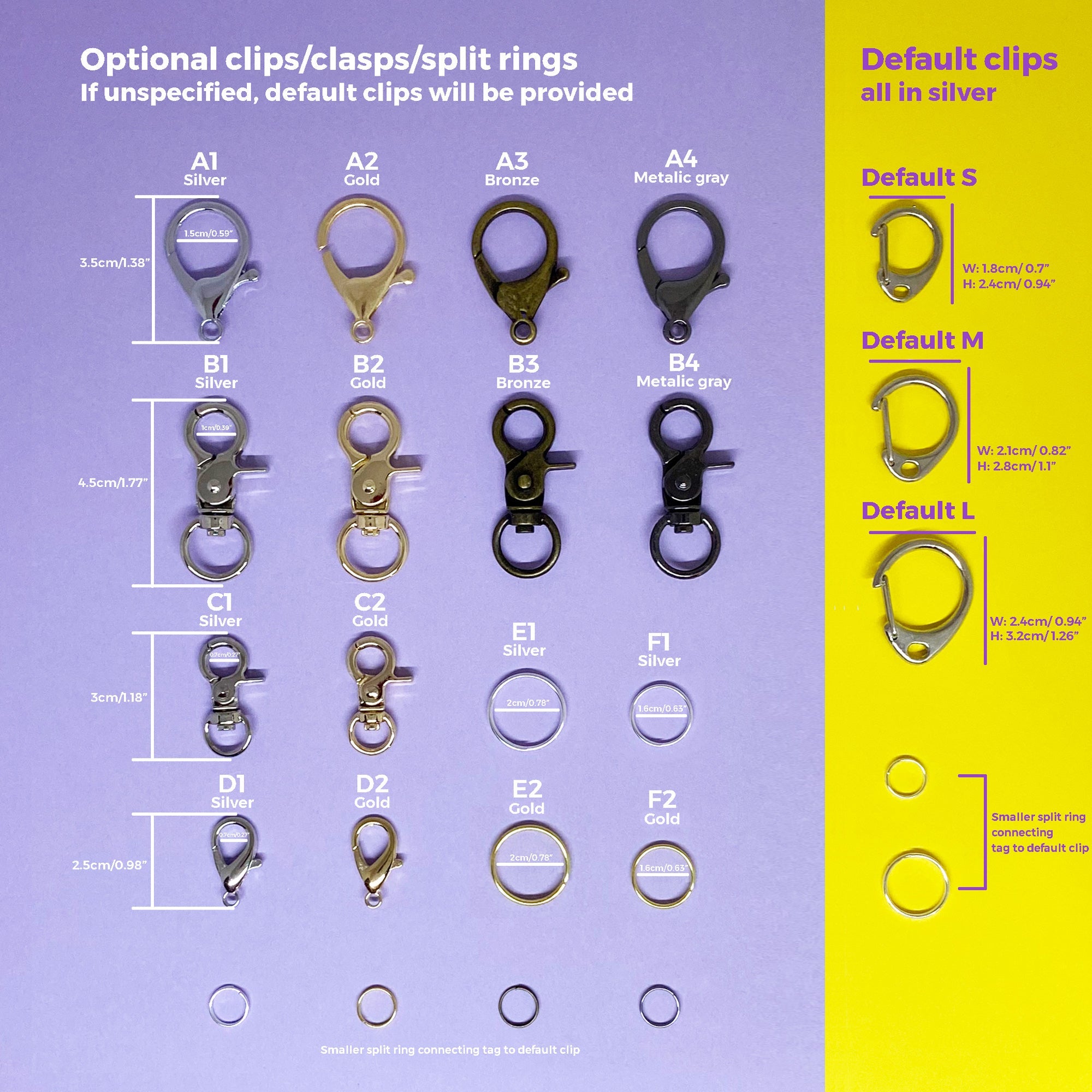 Standard clasps and rings for Bashtags