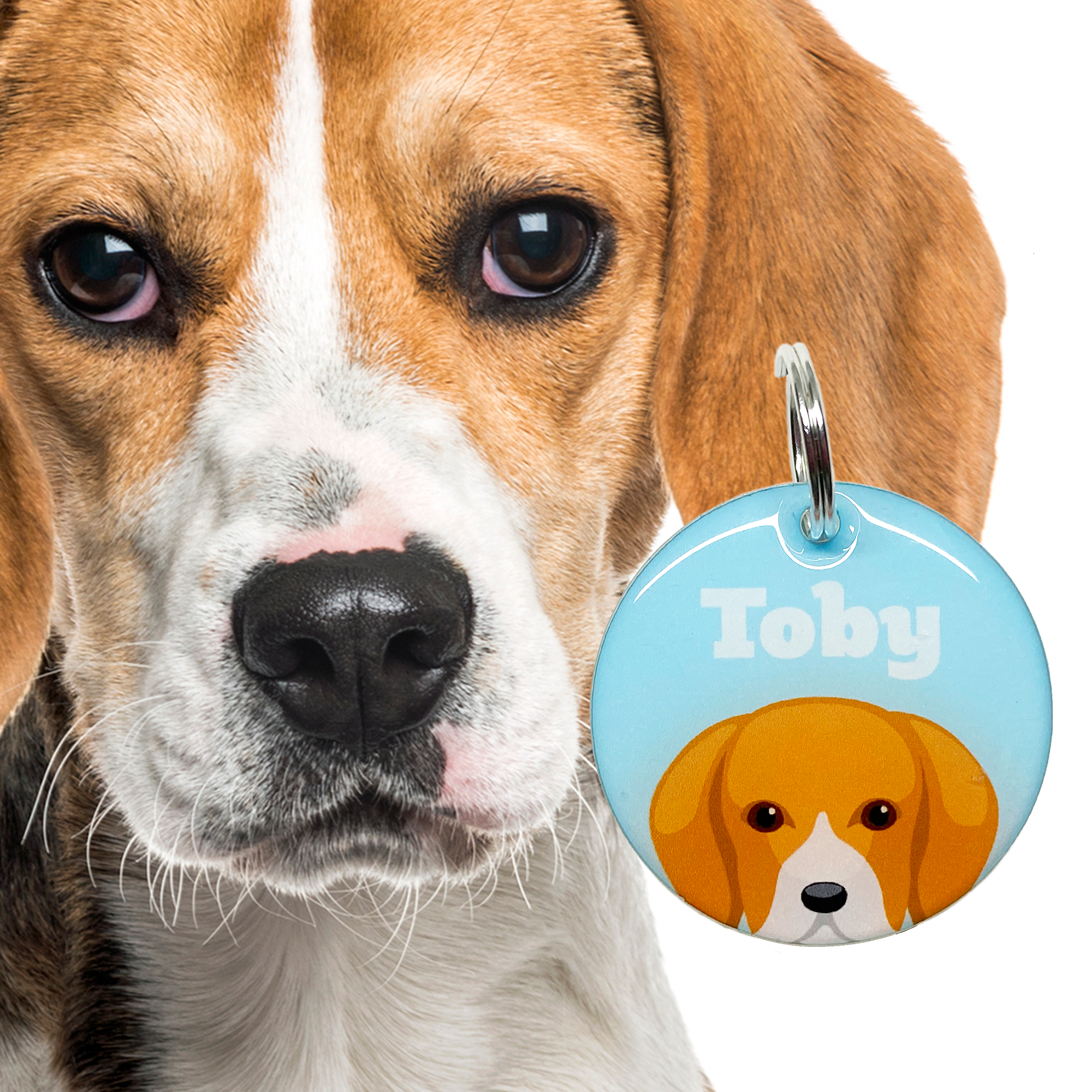 Beagle - 2x Tags Dog Name Tags by Bashtags