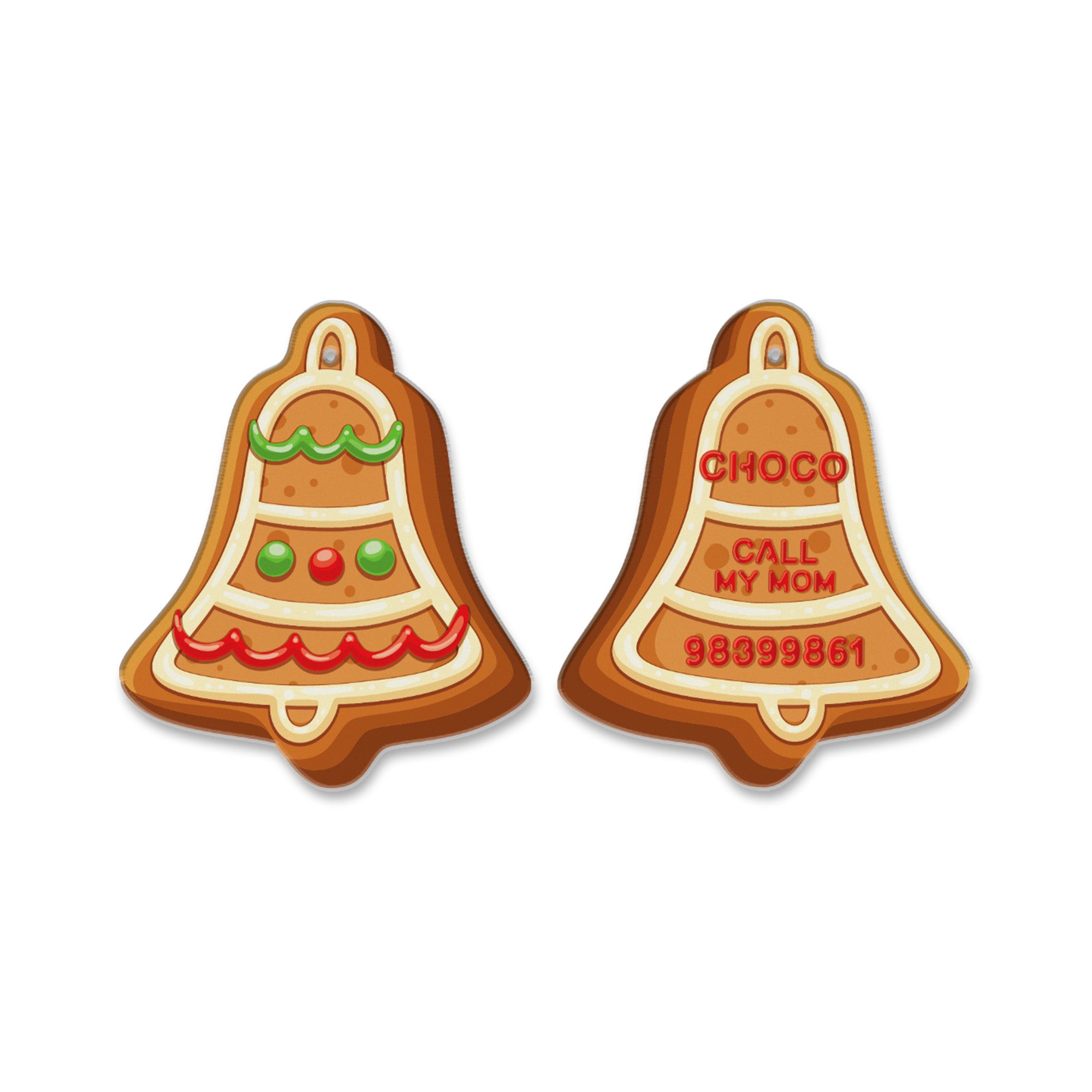 Gingerbread Christmas Bell Pet ID Tags | Unique Pet ID Tags by Bashtags