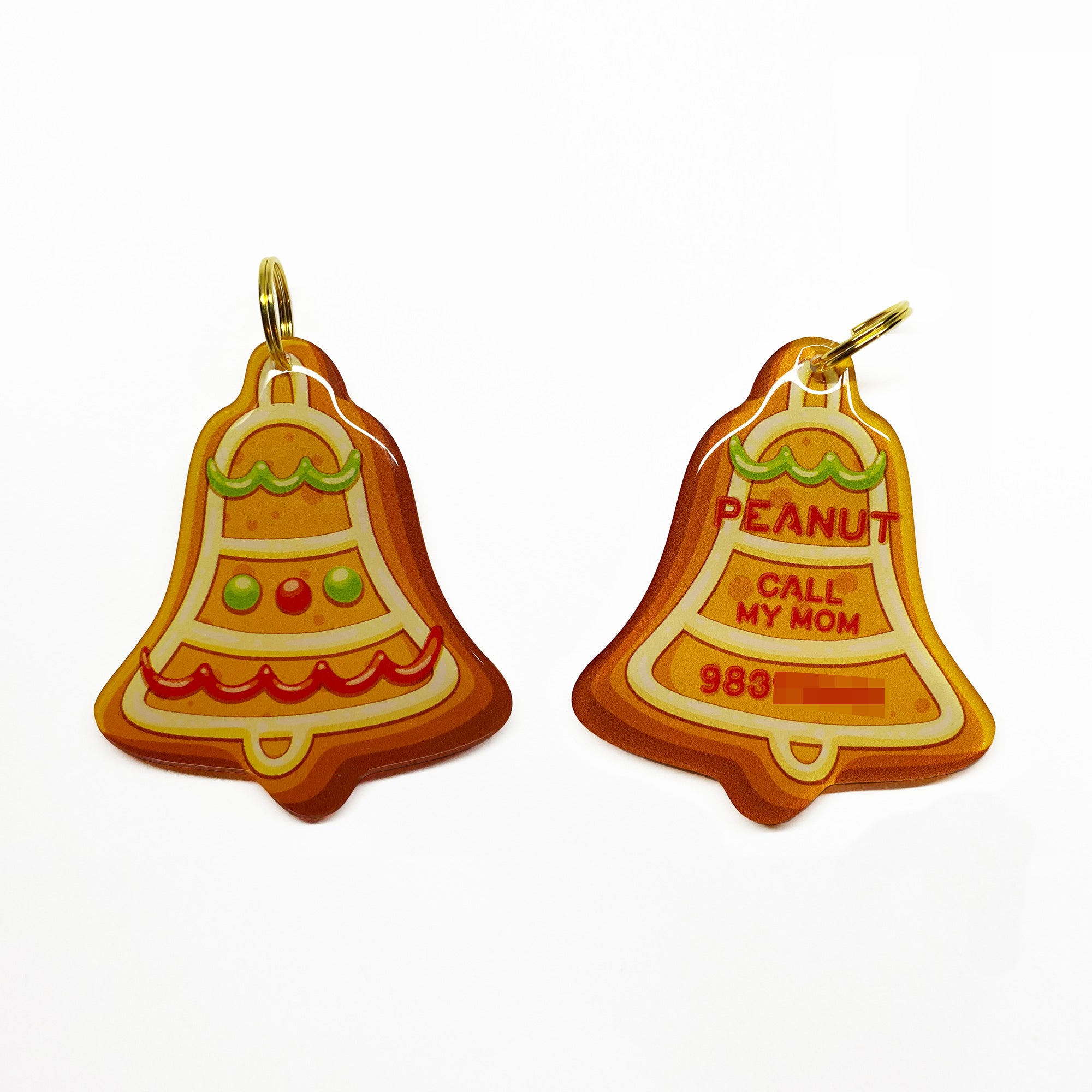 Gingerbread Christmas Bell Pet ID Tags | Unique Pet ID Tags by Bashtags