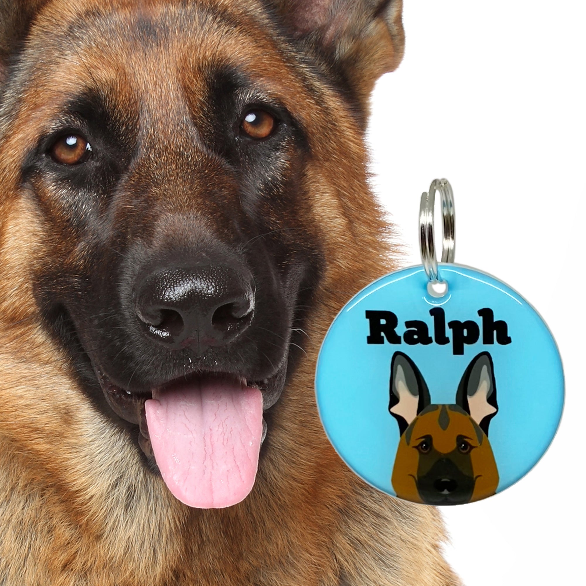 German Shepherd - 2x Tags Dog Name Tags by Bashtags