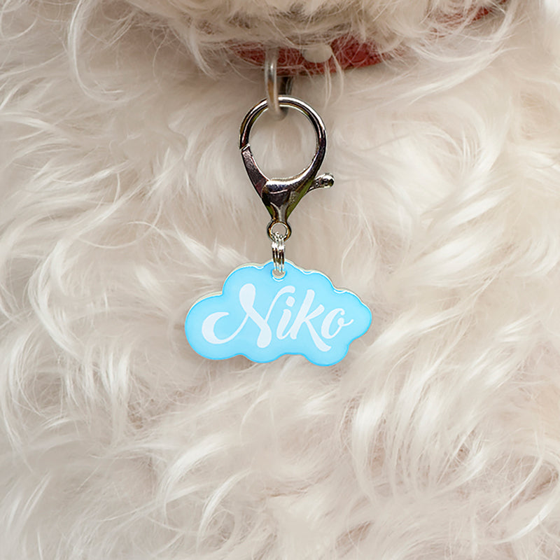 Baby Blue Love-Script Font Pet ID Tag by Bashtags