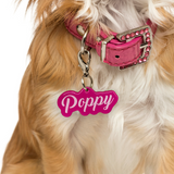 Vivid Pink Love-Script Font Pet ID Tag by Bashtags