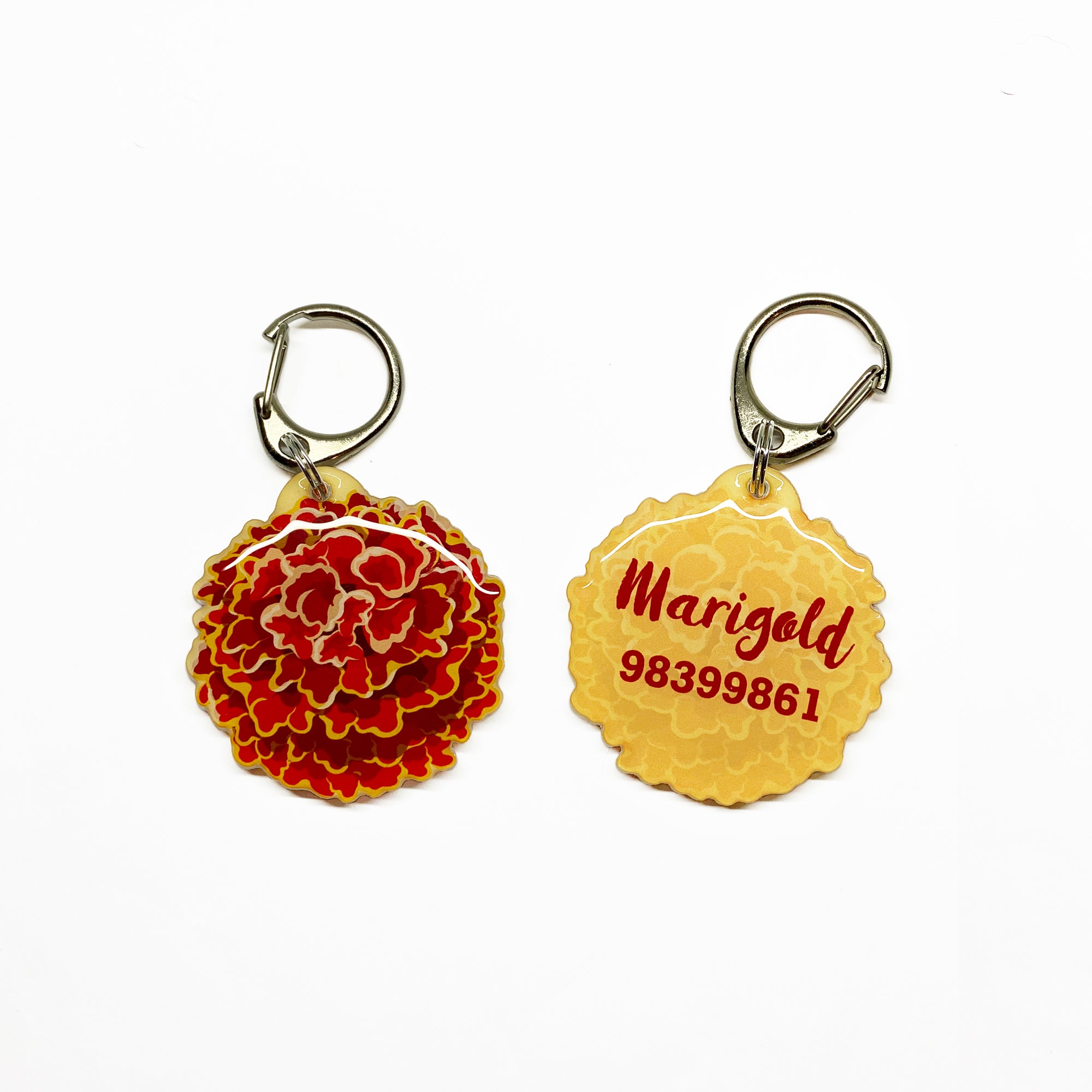 Red Marigold Pet ID Tags | Unique Pet ID Tags by Bashtags
