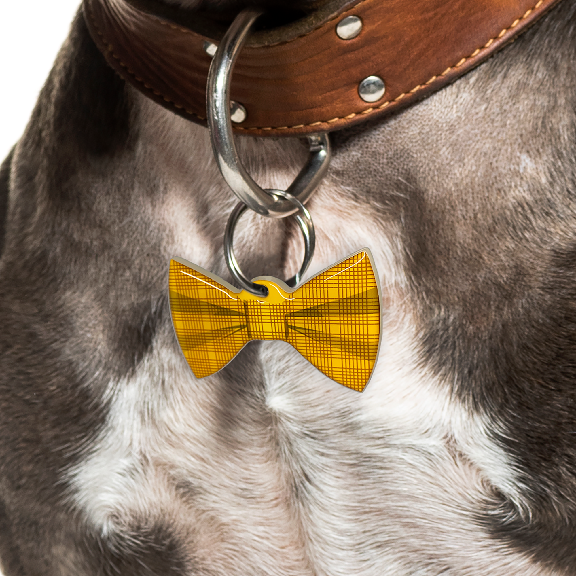 Red & Yellow Plaid Bowtie Pet ID Tag Dog Tag | Custom Pet ID Tags by Bashtags®
