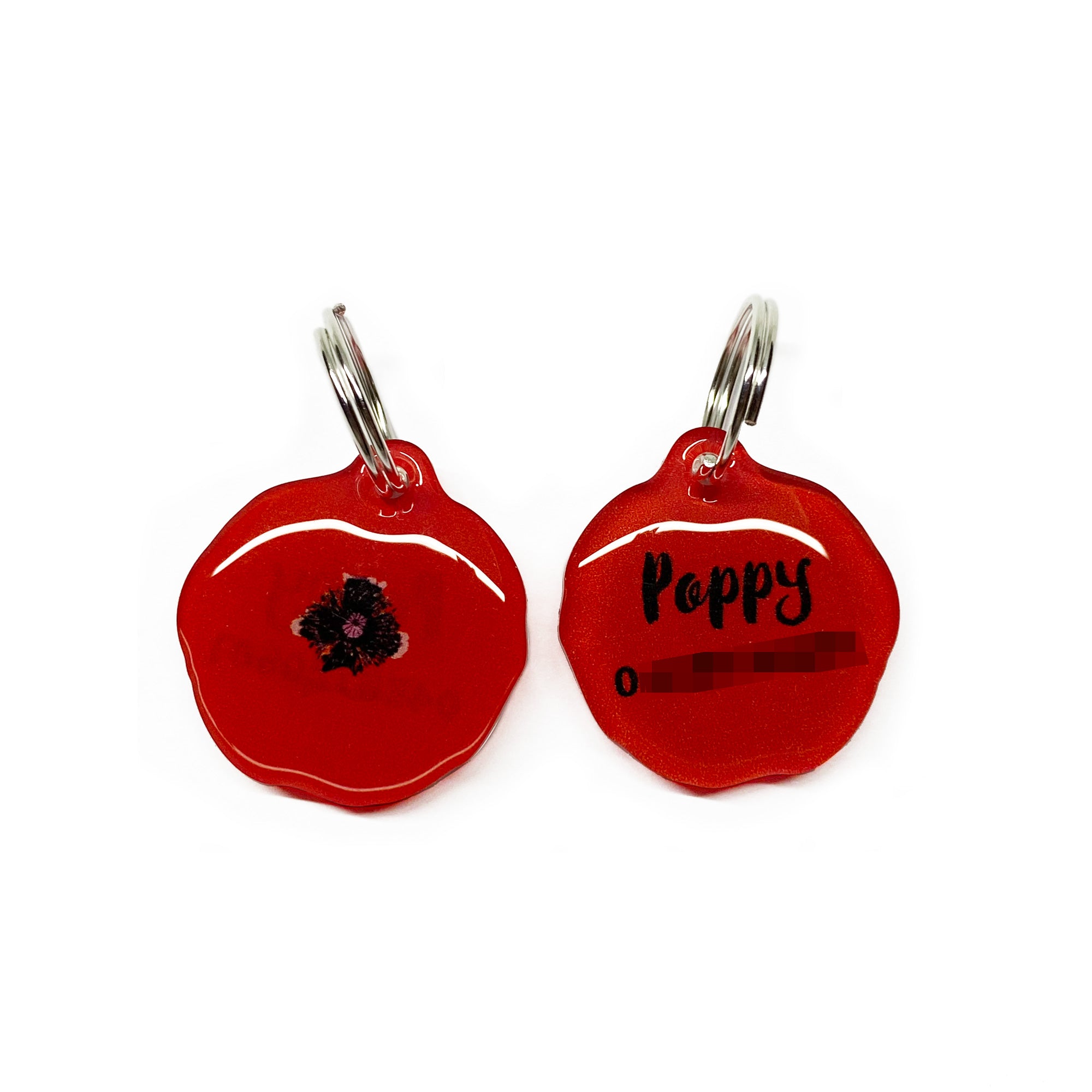 Red Poppy Dog Name Tags by Bashtags