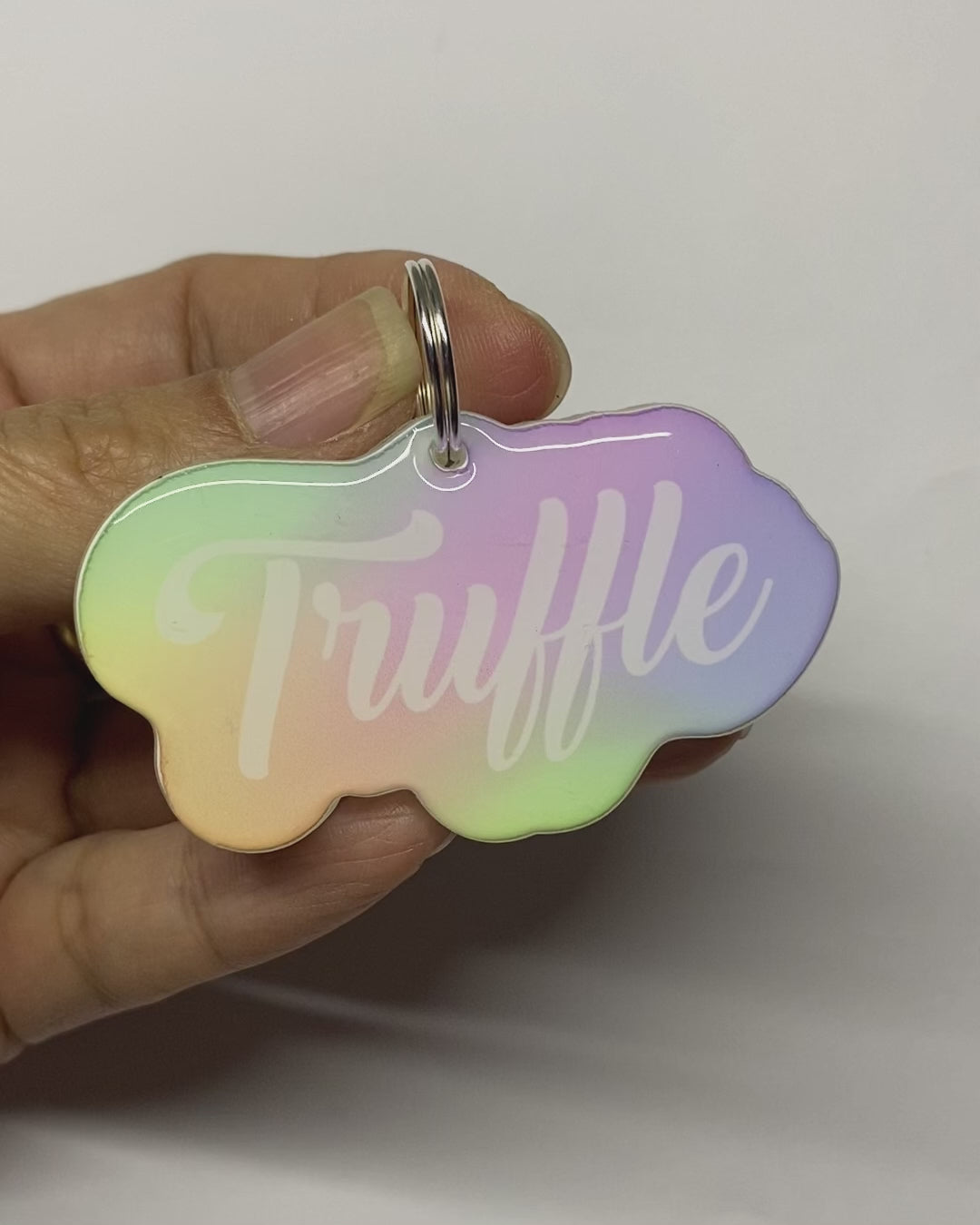 Custom Pet ID Tags For Dogs and Cats, Unique Pet Name Tags in Pastel Rainbow Gradient, Made With Acrylic, Lightweight and No Clanking