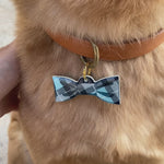 Tartan Bowtie Pet ID Tags For Dogs and Cats, Unique Bowtie Pet Name Tags Made With Acrylic, Lightweight and Silent