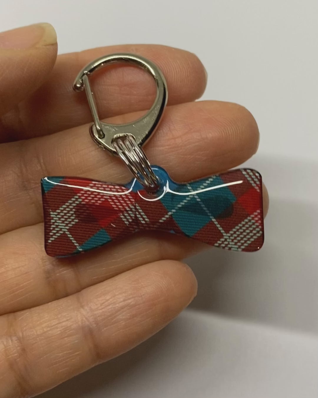 Tartan Bowtie Pet ID Tags For Dogs and Cats, Unique Bowtie Pet Name Tags Made With Acrylic, Lightweight and Silent