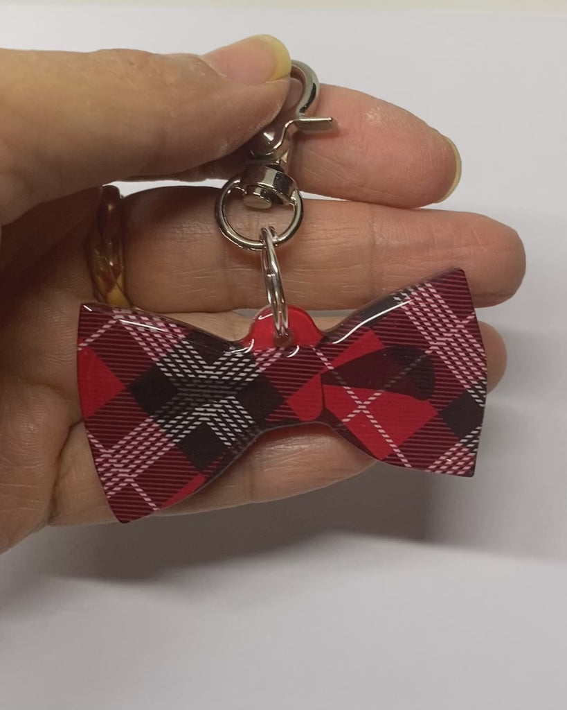 Red Tartan - 2x Tags Dog Name Tags by Bashtags