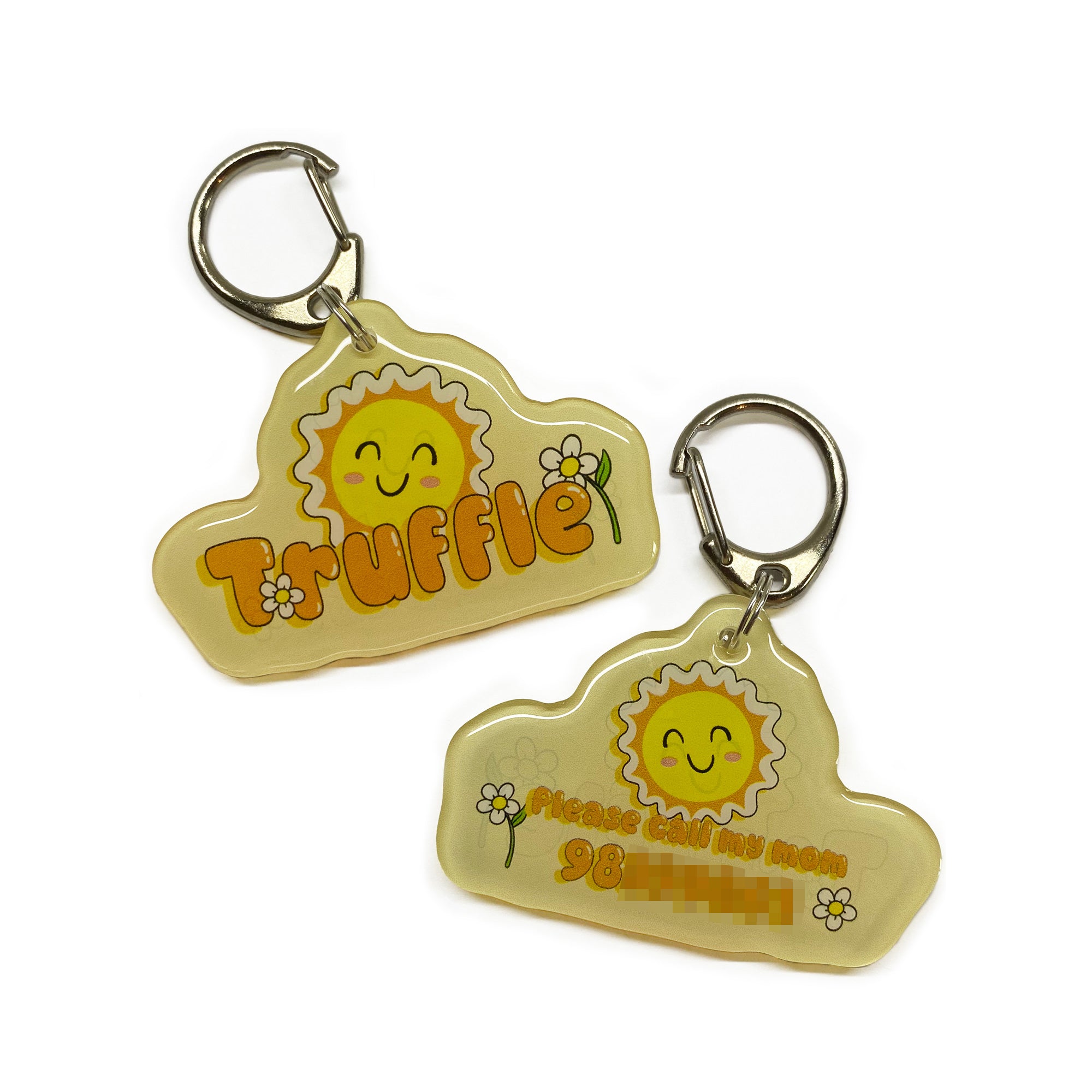 Spring Vibes Font Orange Color Dog Name Tag by Bashtags
