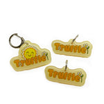 Spring Vibes Font Orange Color Dog Name Tag by Bashtags