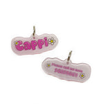 Spring Vibes Font Pink Color Dog Name Tag by Bashtags