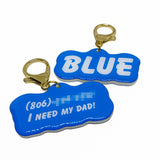 Electric Blue Goofy Font - 2x Tags Dog Name Tags by Bashtags