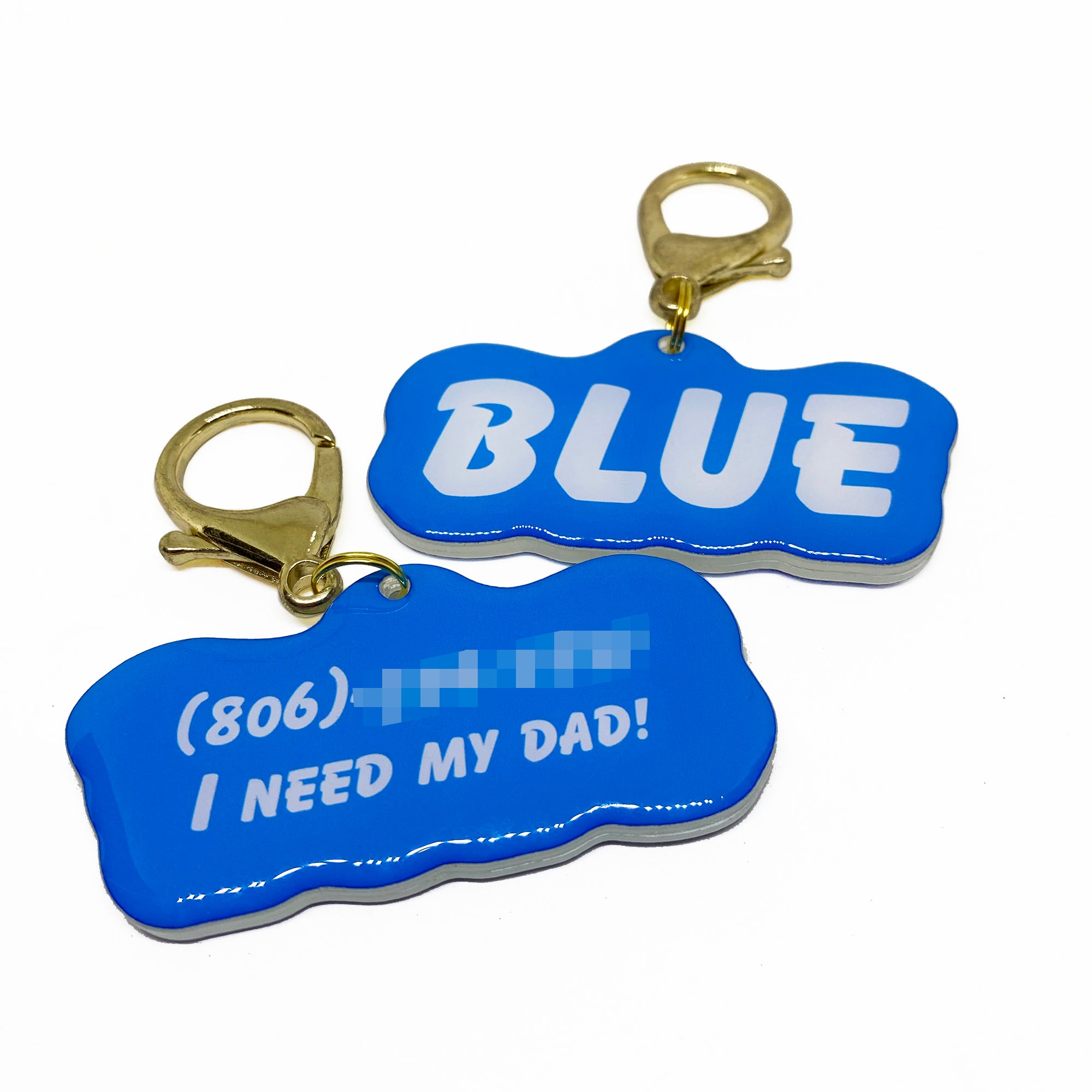 Electric Blue Goofy Font Pet ID Tag by Bashtags
