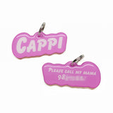 Tickle-Me Pink Goofy Font Pet ID Tag by Bashtags